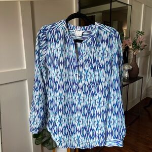 Multi Blue Pattern Blouse Size Medium